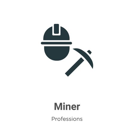 Miner vector icon on white background. Flat vector miner icon symbol sign from modern professions collection for mobile concept and web apps design.のイラスト素材