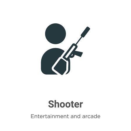 Shooter vector icon on white background. Flat vector shooter icon symbol sign from modern entertainment and arcade collection for mobile concept and web apps design.のイラスト素材