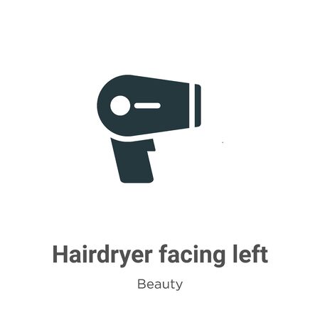 Hairdryer facing left vector icon on white background. Flat vector hairdryer facing left icon symbol sign from modern beauty collection for mobile concept and web apps design.のイラスト素材