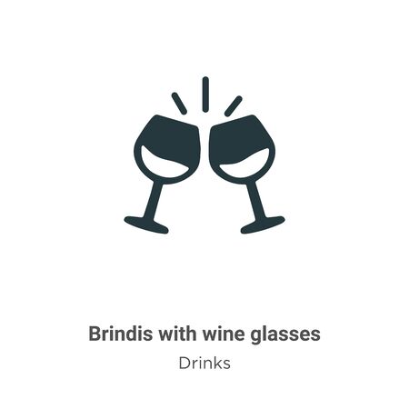 Brindis with wine glasses vector icon on white background. Flat vector brindis with wine glasses icon symbol sign from modern drinks collection for mobile concept and web apps design.のイラスト素材