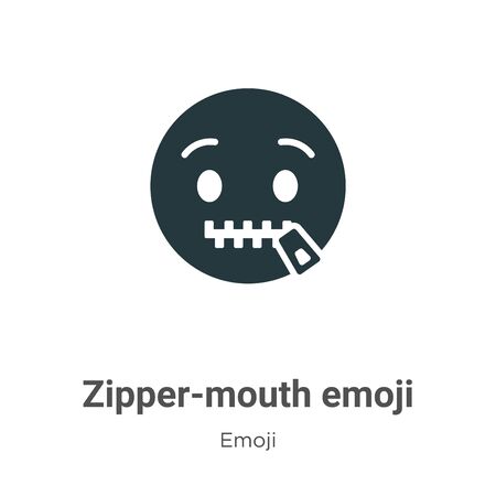 Zipper-mouth emoji vector icon on white background. Flat vector zipper-mouth emoji icon symbol sign from modern emoji collection for mobile concept and web apps design.のイラスト素材