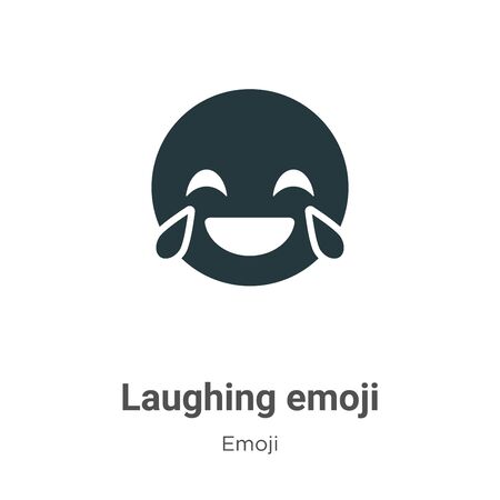 Laughing emoji vector icon on white background. Flat vector laughing emoji icon symbol sign from modern emoji collection for mobile concept and web apps design.のイラスト素材