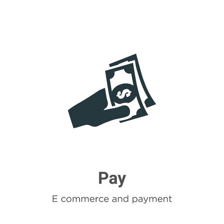 Pay vector icon on white background. Flat vector pay icon symbol sign from modern e commerce and payment collection for mobile concept and web apps design.のイラスト素材