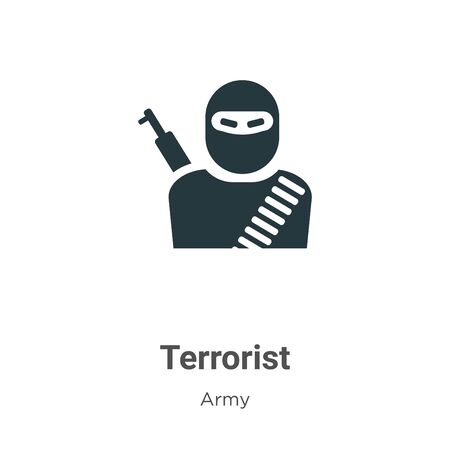 Terrorist vector icon on white background. Flat vector terrorist icon symbol sign from modern army collection for mobile concept and web apps design.のイラスト素材