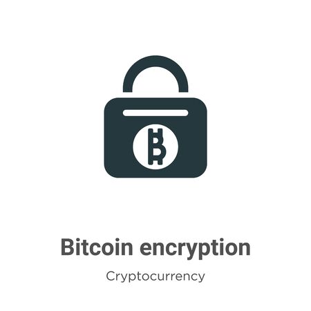 Bitcoin encryption vector icon on white background. Flat vector bitcoin encryption icon symbol sign from modern cryptocurrency collection for mobile concept and web apps design.のイラスト素材