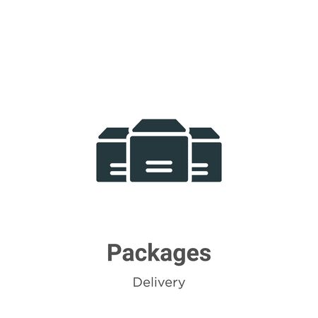 Packages vector icon on white background. Flat vector packages icon symbol sign from modern delivery collection for mobile concept and web apps design.のイラスト素材