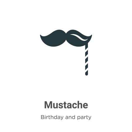 Mustache vector icon on white background. Flat vector mustache icon symbol sign from modern birthday and party collection for mobile concept and web apps design.のイラスト素材
