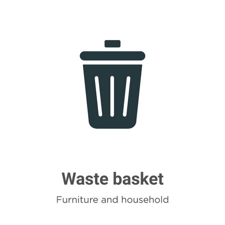 Waste basket vector icon on white background. Flat vector waste basket icon symbol sign from modern furniture and household collection for mobile concept and web apps design.のイラスト素材