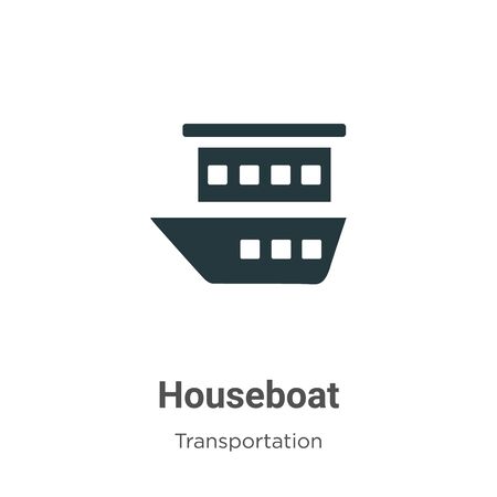 Houseboat vector icon on white background. Flat vector houseboat icon symbol sign from modern transportation collection for mobile concept and web apps design.のイラスト素材