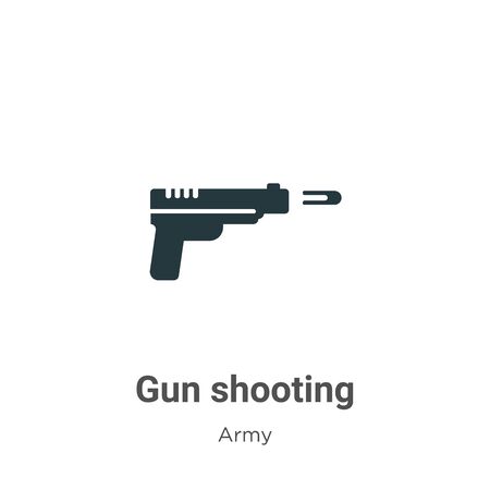 Gun shooting vector icon on white background. Flat vector gun shooting icon symbol sign from modern army collection for mobile concept and web apps design.のイラスト素材
