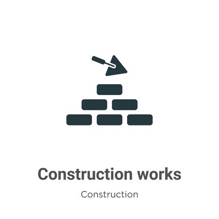 Construction works vector icon on white background. Flat vector construction works icon symbol sign from modern construction collection for mobile concept and web apps design.のイラスト素材