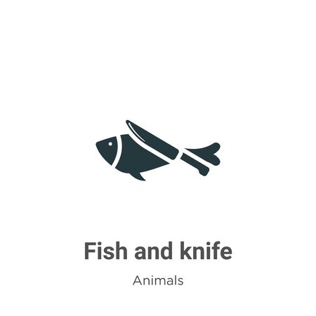 Fish and knife vector icon on white background. Flat vector fish and knife icon symbol sign from modern animals collection for mobile concept and web apps design.のイラスト素材