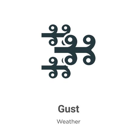 Gust vector icon on white background. Flat vector gust icon symbol sign from modern weather collection for mobile concept and web apps design.のイラスト素材