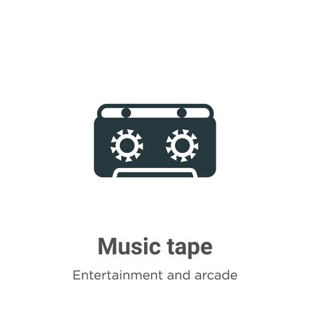 Music tape vector icon on white background. Flat vector music tape icon symbol sign from modern entertainment and arcade collection for mobile concept and web apps design.のイラスト素材