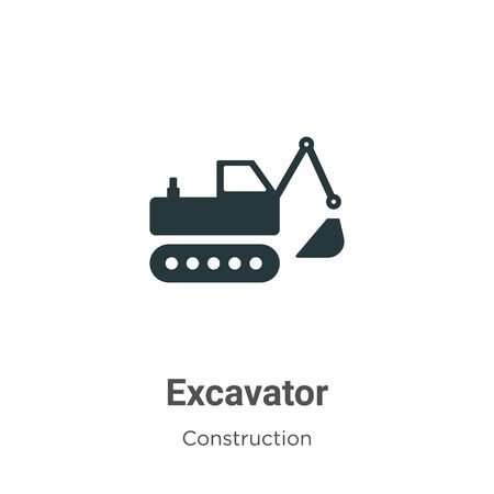 Excavator vector icon on white background. Flat vector excavator icon symbol sign from modern construction collection for mobile concept and web apps design.のイラスト素材