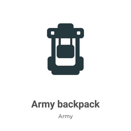 Army backpack vector icon on white background. Flat vector army backpack icon symbol sign from modern army collection for mobile concept and web apps design.のイラスト素材