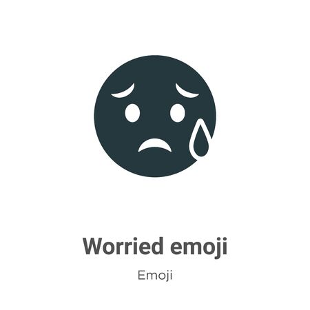 Worried emoji vector icon on white background. Flat vector worried emoji icon symbol sign from modern emoji collection for mobile concept and web apps design.のイラスト素材