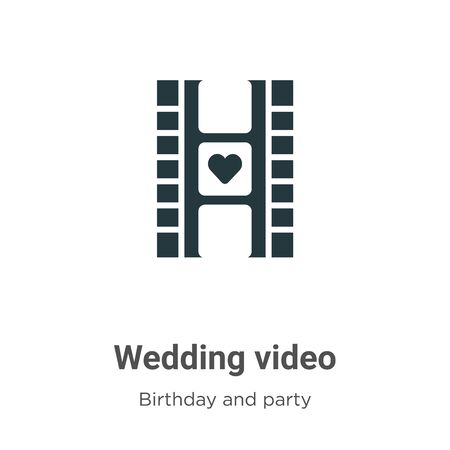 Wedding video vector icon on white background. Flat vector wedding video icon symbol sign from modern birthday and party collection for mobile concept and web apps design.のイラスト素材