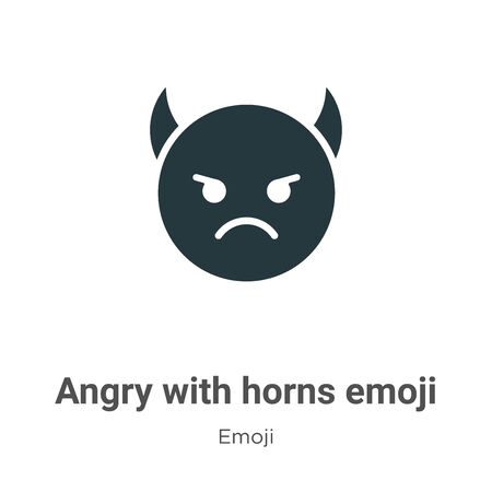 Angry with horns emoji vector icon on white background. Flat vector angry with horns emoji icon symbol sign from modern emoji collection for mobile concept and web apps design.のイラスト素材