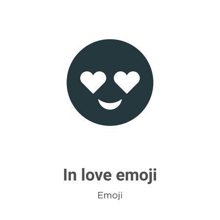 In love emoji vector icon on white background. Flat vector in love emoji icon symbol sign from modern emoji collection for mobile concept and web apps design.のイラスト素材