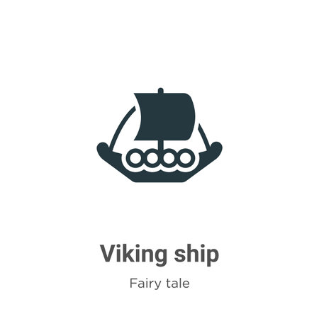 Viking ship vector icon on white background. Flat vector viking ship icon symbol sign from modern fairy tale collection for mobile concept and web apps design.のイラスト素材