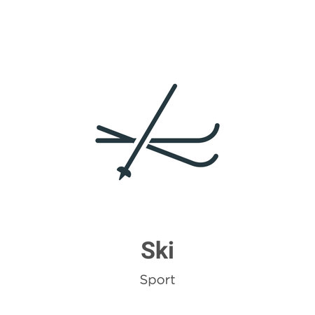 Ski vector icon on white background. Flat vector ski icon symbol sign from modern sport collection for mobile concept and web apps design.のイラスト素材