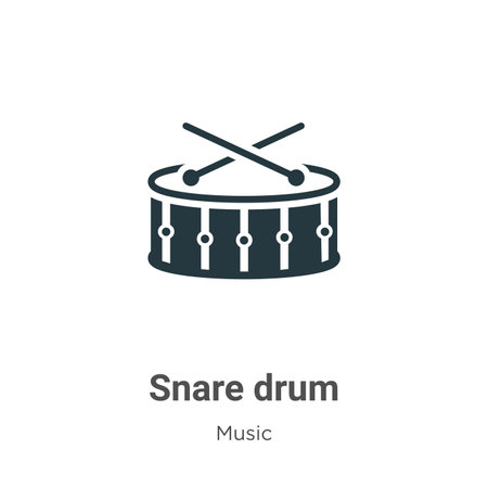 Snare drum vector icon on white background. Flat vector snare drum icon symbol sign from modern music collection for mobile concept and web apps design.のイラスト素材
