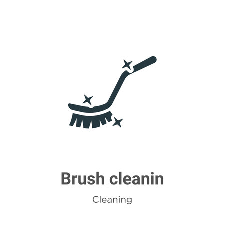 Brush cleanin vector icon on white background. Flat vector brush cleanin icon symbol sign from modern cleaning collection for mobile concept and web apps design.のイラスト素材