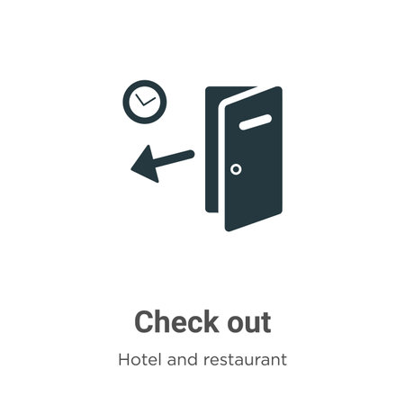 Check out vector icon on white background. Flat vector check out icon symbol sign from modern hotel and restaurant collection for mobile concept and web apps design.のイラスト素材