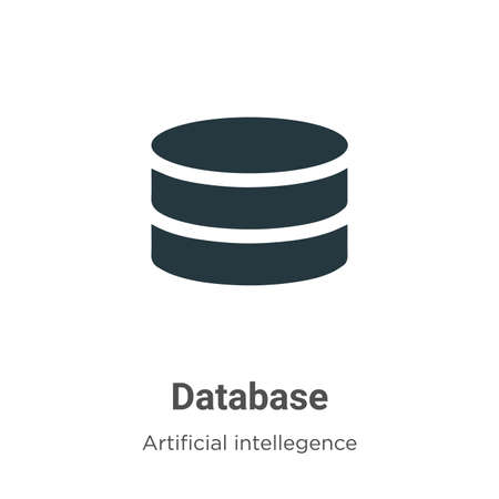 Database vector icon on white background. Flat vector database icon symbol sign from modern artificial intelligence collection for mobile concept and web apps design.のイラスト素材