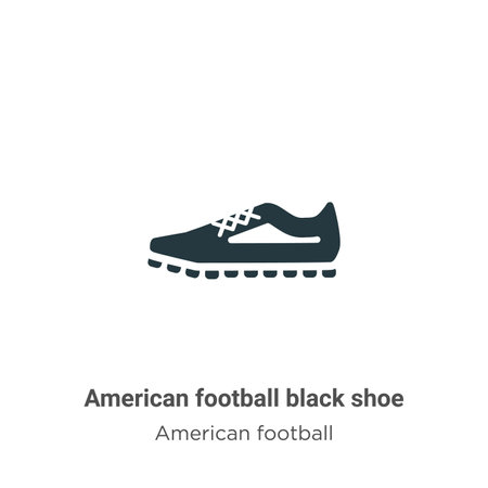 American football black shoe vector icon on white background. Flat vector american football black shoe icon symbol sign from modern american football collection for mobile concept and web apps design.のイラスト素材
