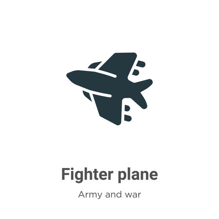 Fighter plane vector icon on white background. Flat vector fighter plane icon symbol sign from modern army and war collection for mobile concept and web apps design.のイラスト素材