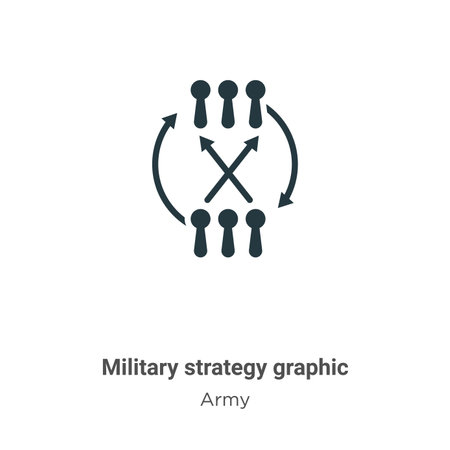 Military strategy graphic vector icon on white background. Flat vector military strategy graphic icon symbol sign from modern army collection for mobile concept and web apps design.のイラスト素材