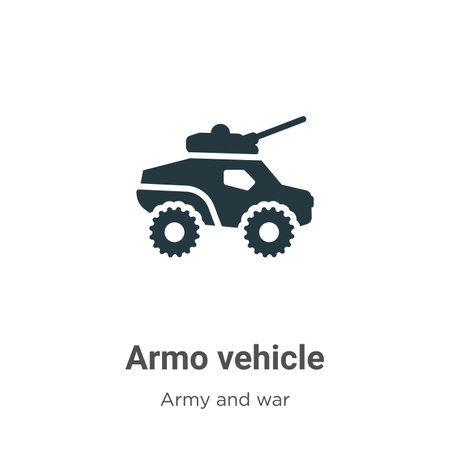 Armored vehicle vector icon on white background. Flat vector armored vehicle icon symbol sign from modern army and war collection for mobile concept and web apps design.のイラスト素材