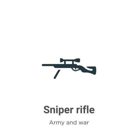 Sniper rifle vector icon on white background. Flat vector sniper rifle icon symbol sign from modern army and war collection for mobile concept and web apps design.のイラスト素材