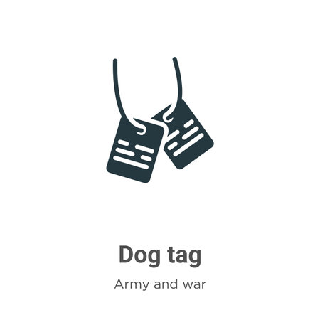 Dog tag vector icon on white background. Flat vector dog tag icon symbol sign from modern army and war collection for mobile concept and web apps design.のイラスト素材