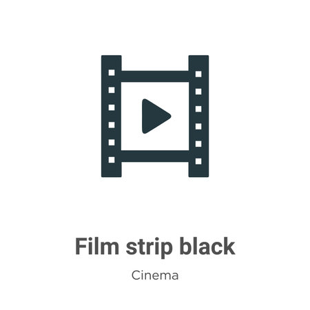 Film strip black vector icon on white background. Flat vector film strip black icon symbol sign from modern cinema collection for mobile concept and web apps design.のイラスト素材