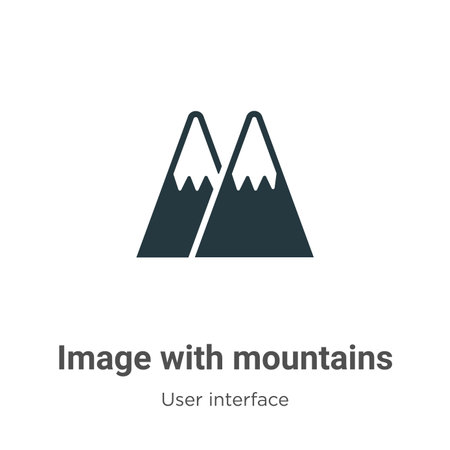 Image with mountains vector icon on white background. Flat vector image with mountains icon symbol sign from modern user interface collection for mobile concept and web apps design.のイラスト素材