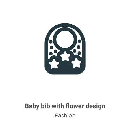 Baby bib with flower design vector icon on white background. Flat vector baby bib with flower design icon symbol sign from modern fashion collection for mobile concept and web apps design.のイラスト素材