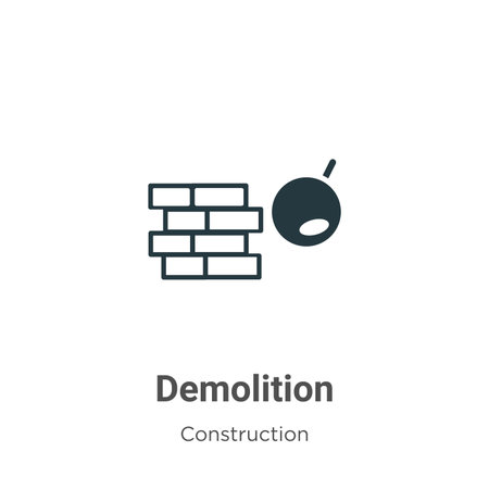 Demolition vector icon on white background. Flat vector demolition icon symbol sign from modern construction collection for mobile concept and web apps design.