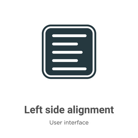 Left side alignment vector icon on white background. Flat vector left side alignment icon symbol sign from modern user interface collection for mobile concept and web apps design.