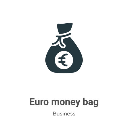 Euro money bag vector icon on white background. Flat vector euro money bag icon symbol sign from modern business collection for mobile concept and web apps design.のイラスト素材