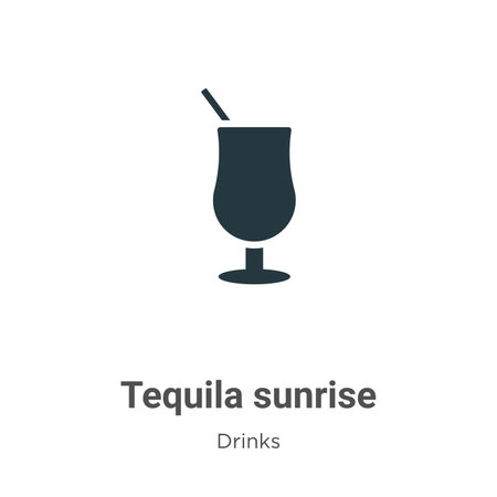 Tequila sunrise vector icon on white background. Flat vector tequila sunrise icon symbol sign from modern drinks collection for mobile concept and web apps design.のイラスト素材