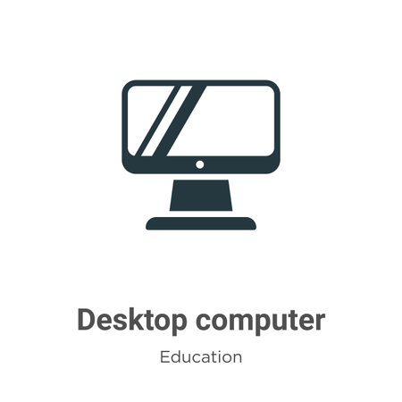 Desktop computer vector icon on white background. Flat vector desktop computer icon symbol sign from modern education collection for mobile concept and web apps design.のイラスト素材