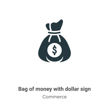 Bag of money with dollar sign vector icon on white background. Flat vector bag of money with dollar sign icon symbol sign from modern commerce collection for mobile concept and web apps design.のイラスト素材