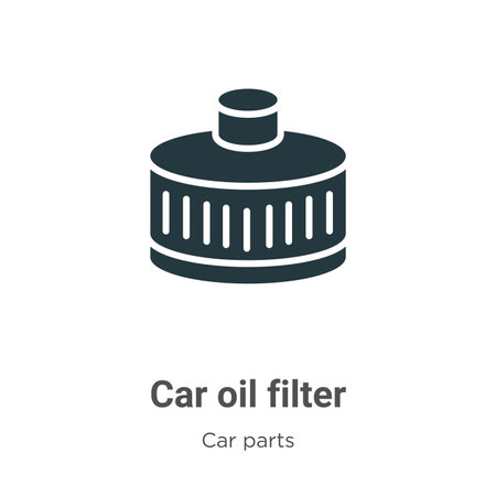 Car oil filter vector icon on white background. Flat vector car oil filter icon symbol sign from modern car parts collection for mobile concept and web apps design.のイラスト素材