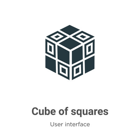 Cube of squares vector icon on white background. Flat vector cube of squares icon symbol sign from modern user interface collection for mobile concept and web apps design.のイラスト素材