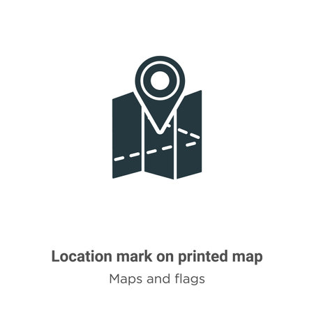 Location mark on printed map vector icon on white background. Flat vector location mark on printed map icon symbol sign from modern maps and flags collection for mobile concept and web apps design.