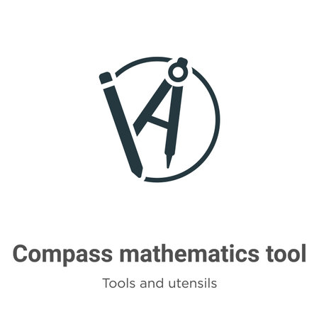 Compass mathematics tool for drawing circles vector icon on white background. Flat vector compass mathematics tool for drawing circles icon symbol sign from modern tools and utensils collection forのイラスト素材