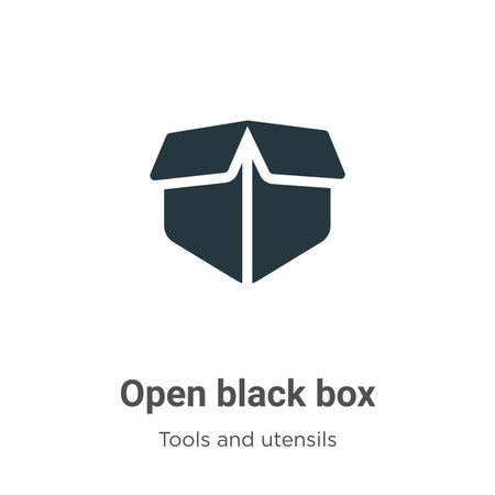 Open black box vector icon on white background. Flat vector open black box icon symbol sign from modern tools and utensils collection for mobile concept and web apps design.のイラスト素材
